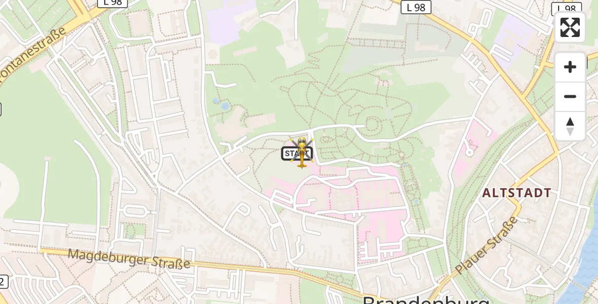 Flugroute Rettungshubschrauber Brandenburg an der Havel - Brandenburg an der Havel, 15 Juli 2026, 19:21
