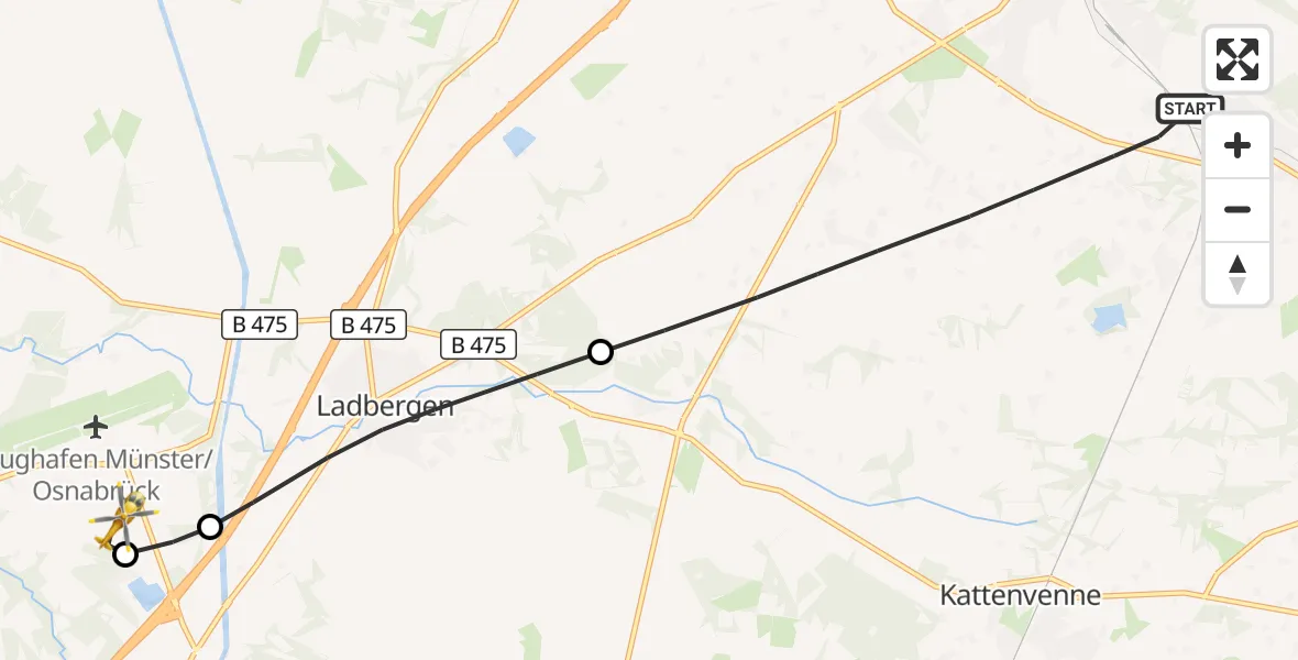 Flugroute Ambulanzhubschrauber Lengerich - Christoph  Westfalen-ADAC, 15 Juli 2026, 20:19