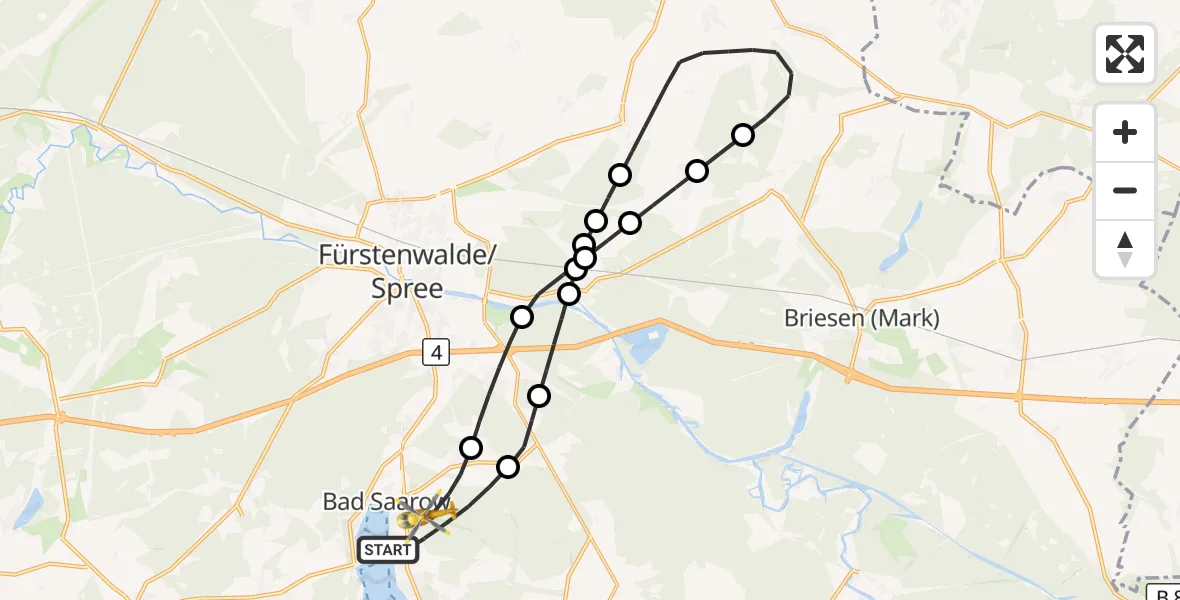 Flugroute Rettungshubschrauber Bad Saarow - Bad Saarow, 16 Juli 2026, 05:24