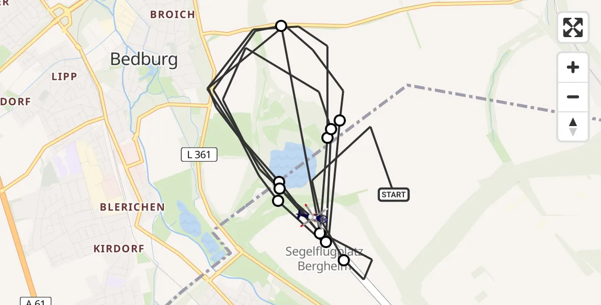 Flugroute Polizeihubschrauber Bergheim - Bergheim, 16 Juli 2026, 08:39