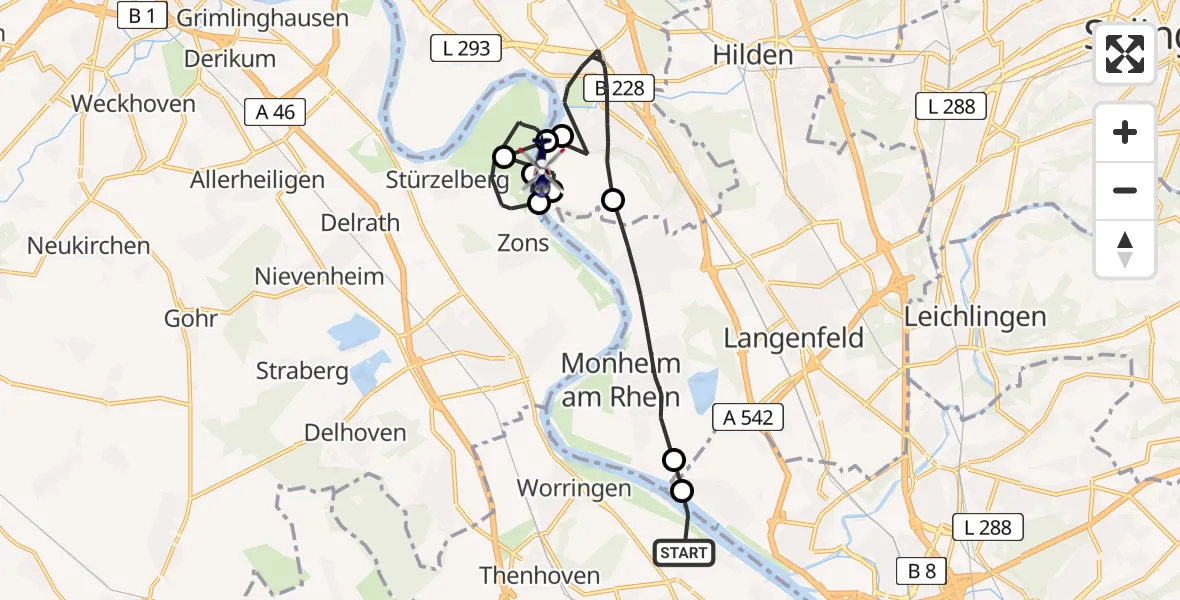 Flugroute Polizeihubschrauber Köln - Düsseldorf, 16 Juli 2026, 08:55