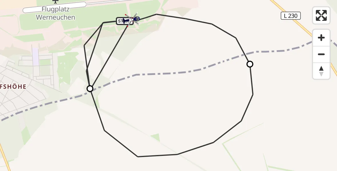 Flugroute Polizeihubschrauber Werneuchen - Werneuchen, 16 Juli 2026, 09:07