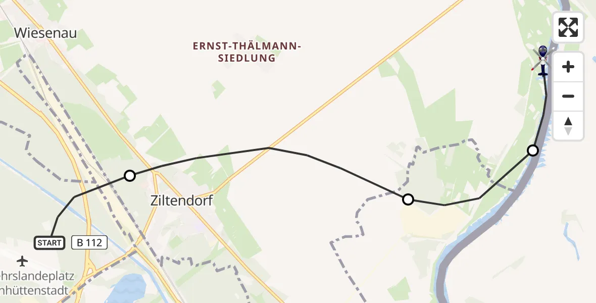 Flugroute Polizeihubschrauber Siehdichum - Ziltendorf, 16 Juli 2026, 09:27