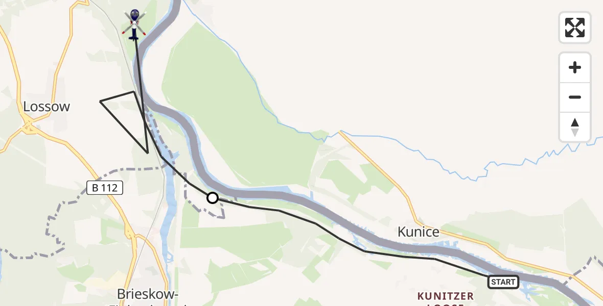 Flugroute Polizeihubschrauber Wiesenau - Frankfurt (Oder), 16 Juli 2026, 09:33