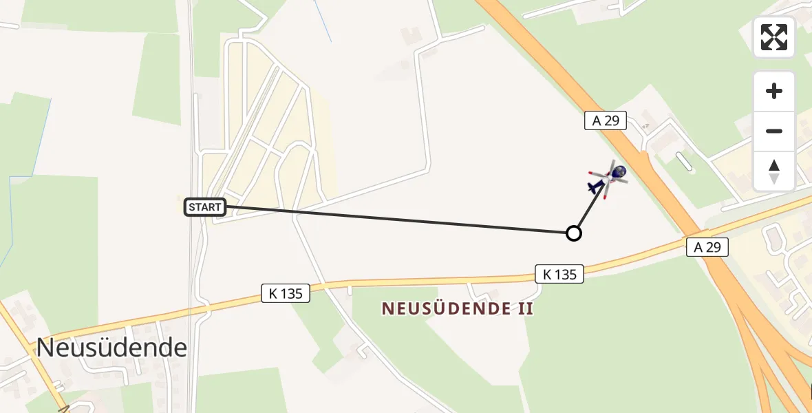Flugroute Polizeihubschrauber Rastede - Oldenburg Police Hubschrauberlandeplatz, 16 Juli 2026, 09:51