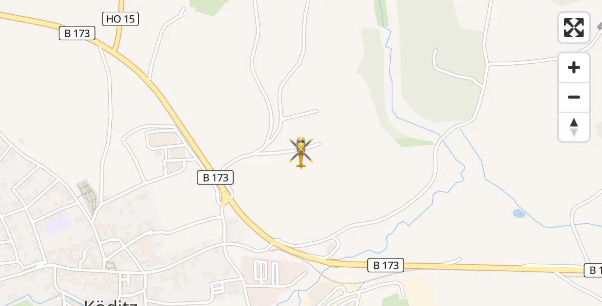 Flugroute Rettungshubschrauber Köditz - Köditz, 16 Juli 2026, 10:04