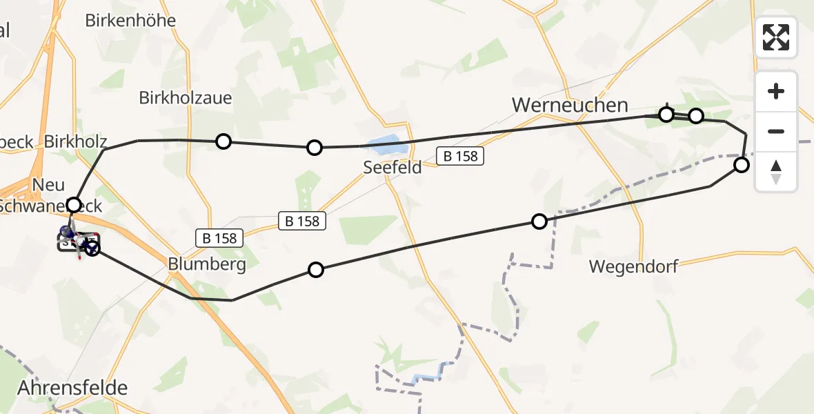 Flugroute Polizeihubschrauber Panketal - Panketal, 16 Juli 2026, 10:17