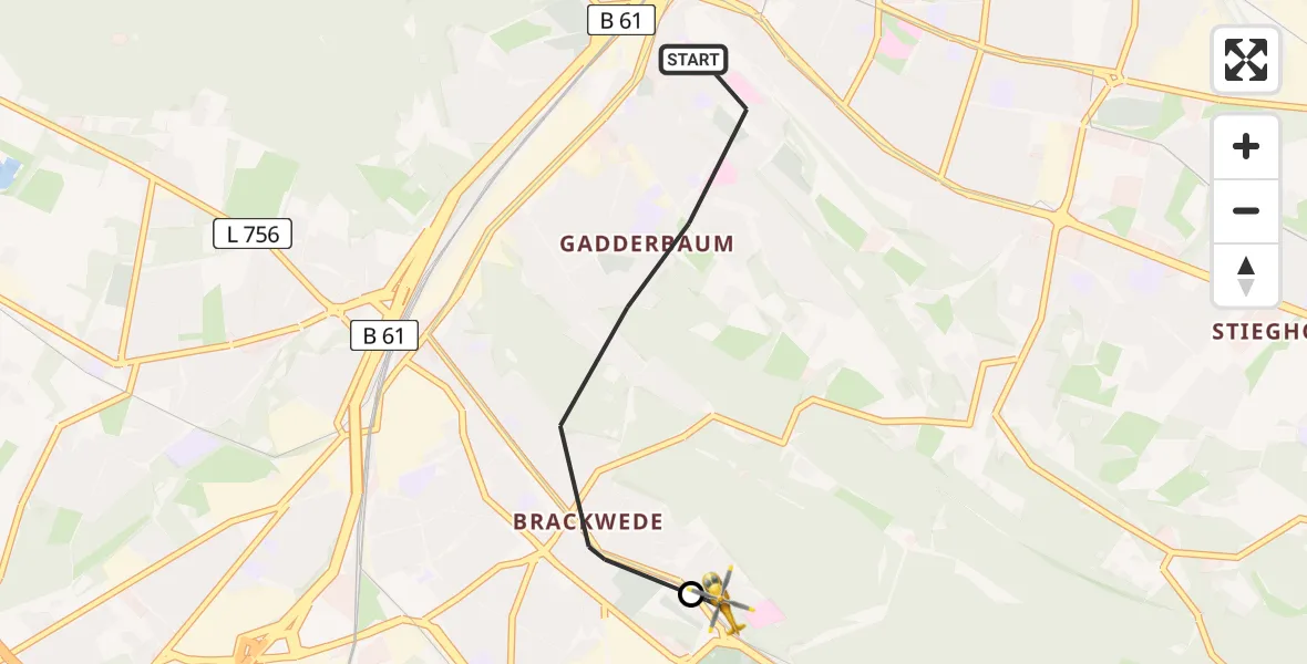 Flugroute Rettungshubschrauber Bielefeld - Luftrettungszentrum Bielefeld, 16 Juli 2026, 11:28