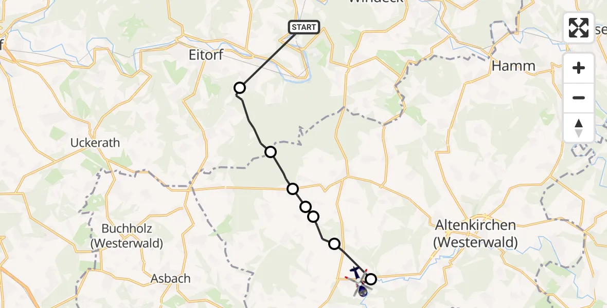Flugroute Polizeihubschrauber Windeck - Neitersen, 16 Juli 2026, 11:48