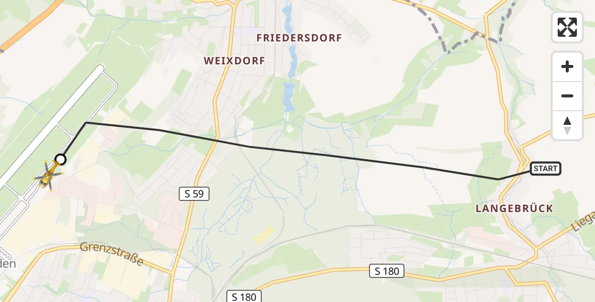 Flugroute Rettungshubschrauber Dresden - Dresden Bundespolizei Hubschrauberlandeplatz, 16 Juli 2026, 11:56