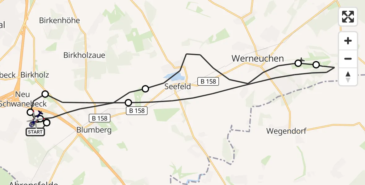 Flugroute Polizeihubschrauber Ahrensfelde Hubschrauberlandeplatz - Panketal, 16 Juli 2026, 11:58