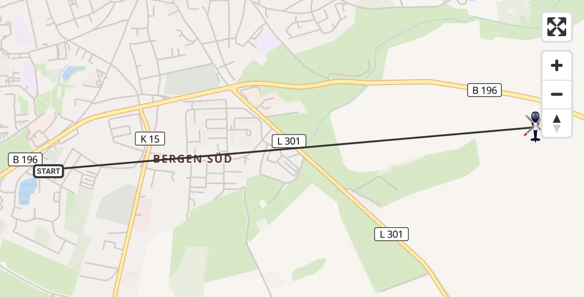 Flugroute Polizeihubschrauber Bergen auf Rügen - Bergen auf Rügen, 16 Juli 2026, 12:07