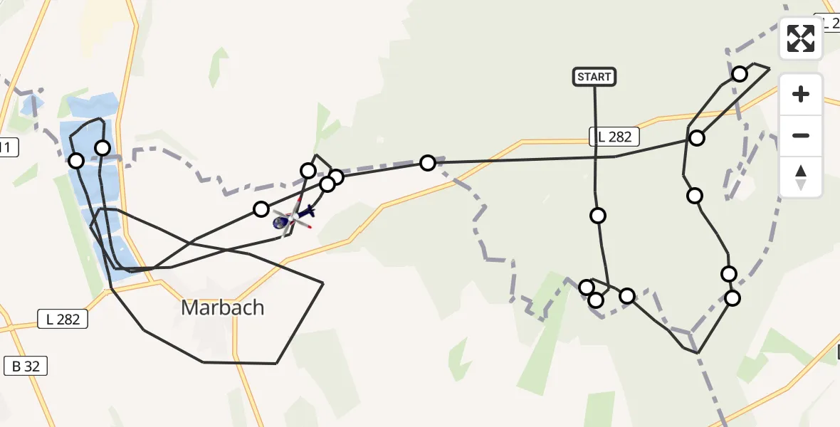 Flugroute Polizeihubschrauber Ertingen - Herbertingen, 16 Juli 2026, 12:20