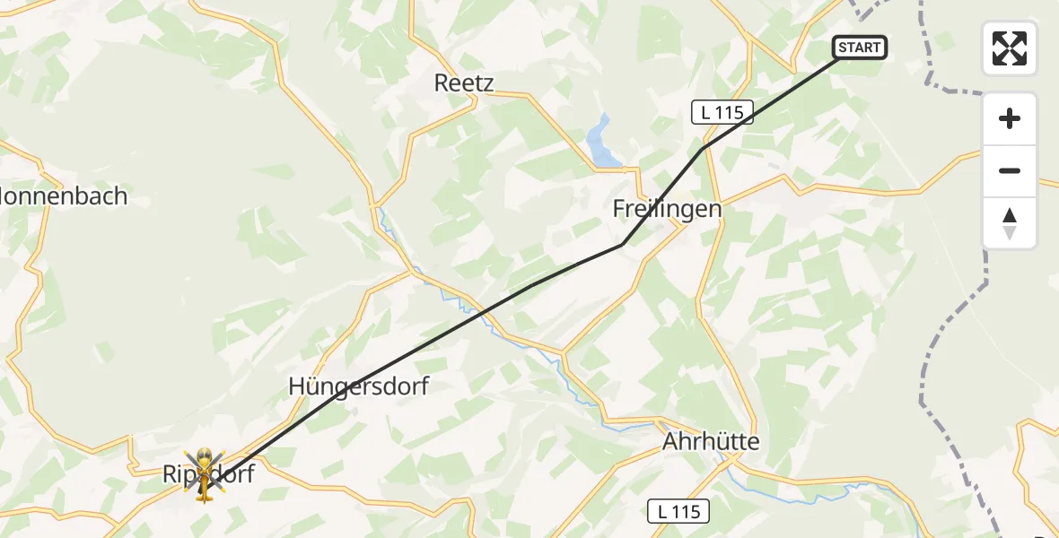 Flugroute Rettungshubschrauber Blankenheim - Blankenheim, 16 Juli 2026, 13:25