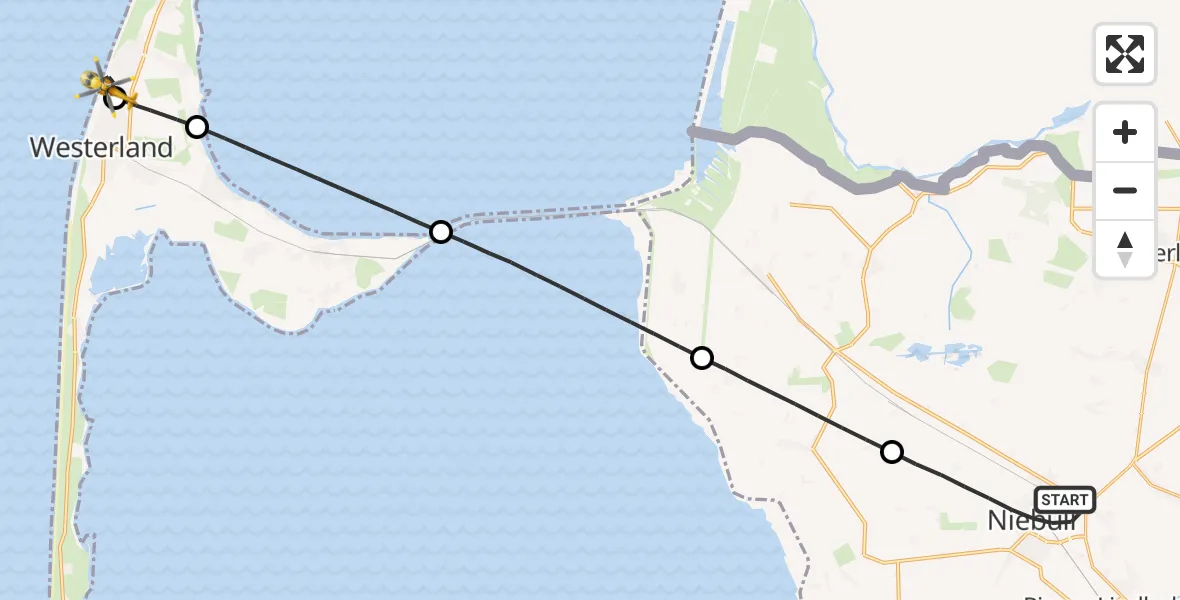 Flugroute Ambulanzhubschrauber Niebüll - Sylt, 16 Juli 2026, 13:47