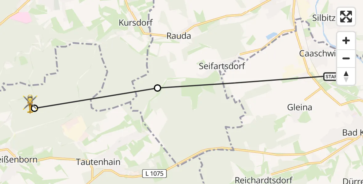 Flugroute Rettungshubschrauber Caaschwitz - Weißenborn, 16 Juli 2026, 14:30
