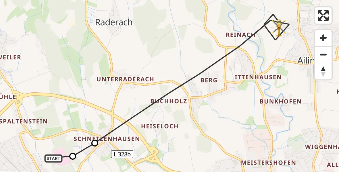 Flugroute Rettungshubschrauber Friedrichshafen Hospital - Friedrichshafen, 16 Juli 2026, 14:35
