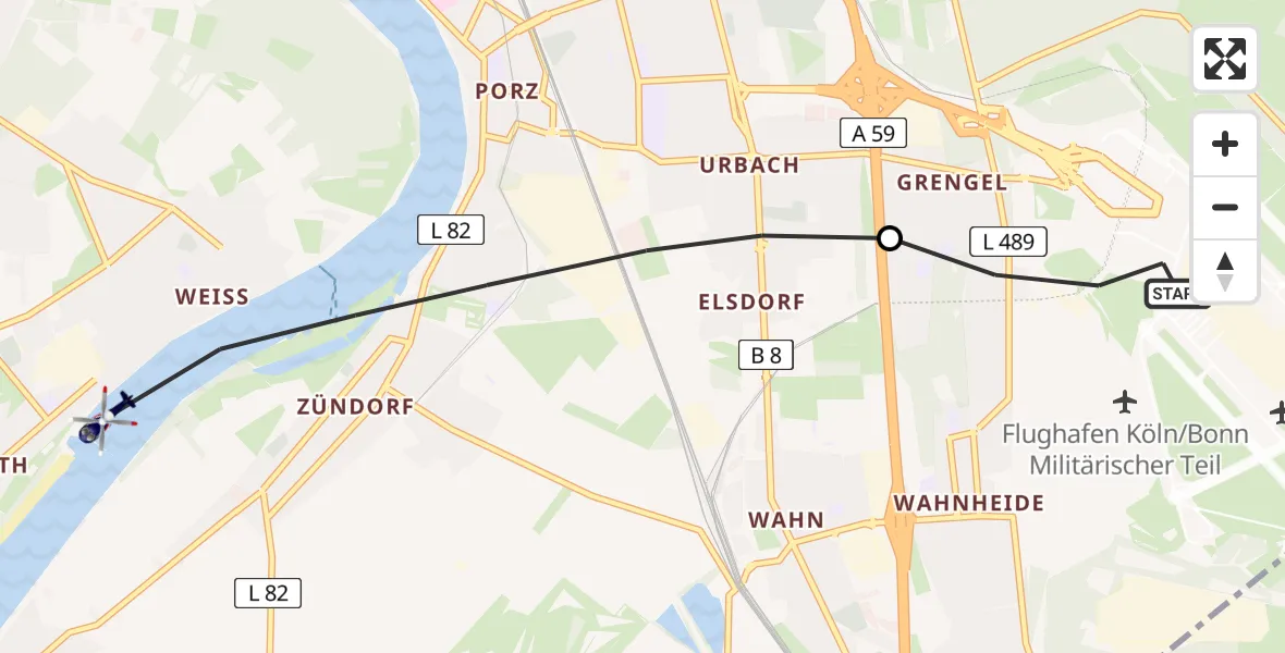 Flugroute Polizeihubschrauber Köln Bonn Flughafen - Köln, 16 Juli 2026, 14:54