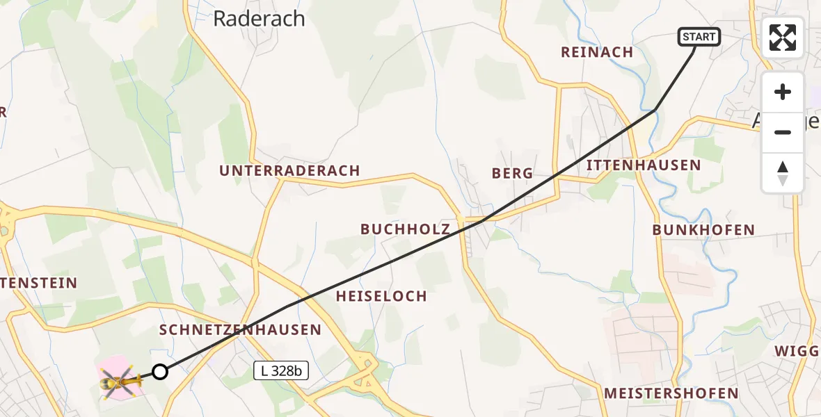 Flugroute Rettungshubschrauber Friedrichshafen - Friedrichshafen Hospital, 16 Juli 2026, 15:08