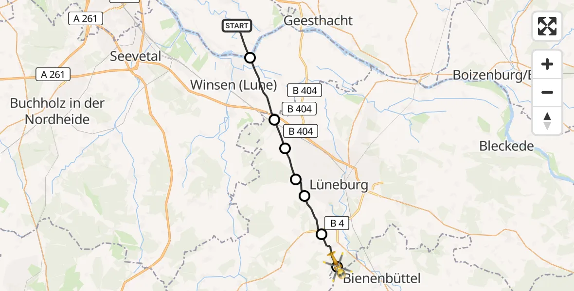 Flugroute Rettungshubschrauber Hamburg - Barnstedt, 16 Juli 2026, 15:31
