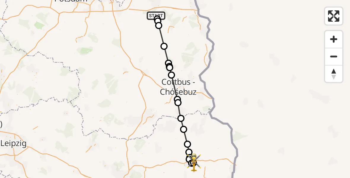 Flugroute Rettungshubschrauber Bad Saarow - Bautzen Flugplatz, 16 Juli 2026, 15:56