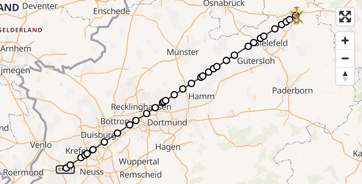 Flugroute Ambulanzhubschrauber Maria-Hilf-Klinik Hubschrauberlandeplatz - Bad Oeynhausen, 16 Juli 2026, 16:39