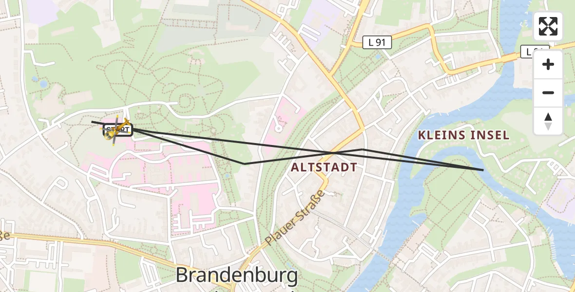 Flugroute Rettungshubschrauber Brandenburg an der Havel - Brandenburg an der Havel, 16 Juli 2026, 18:58