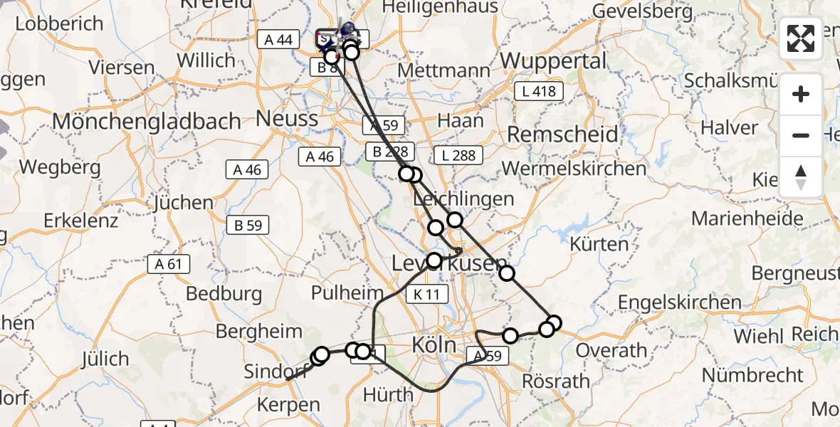 Flugroute Polizeihubschrauber Düsseldorf Flughafen - Düsseldorf Flughafen, 17 Juli 2026, 05:14