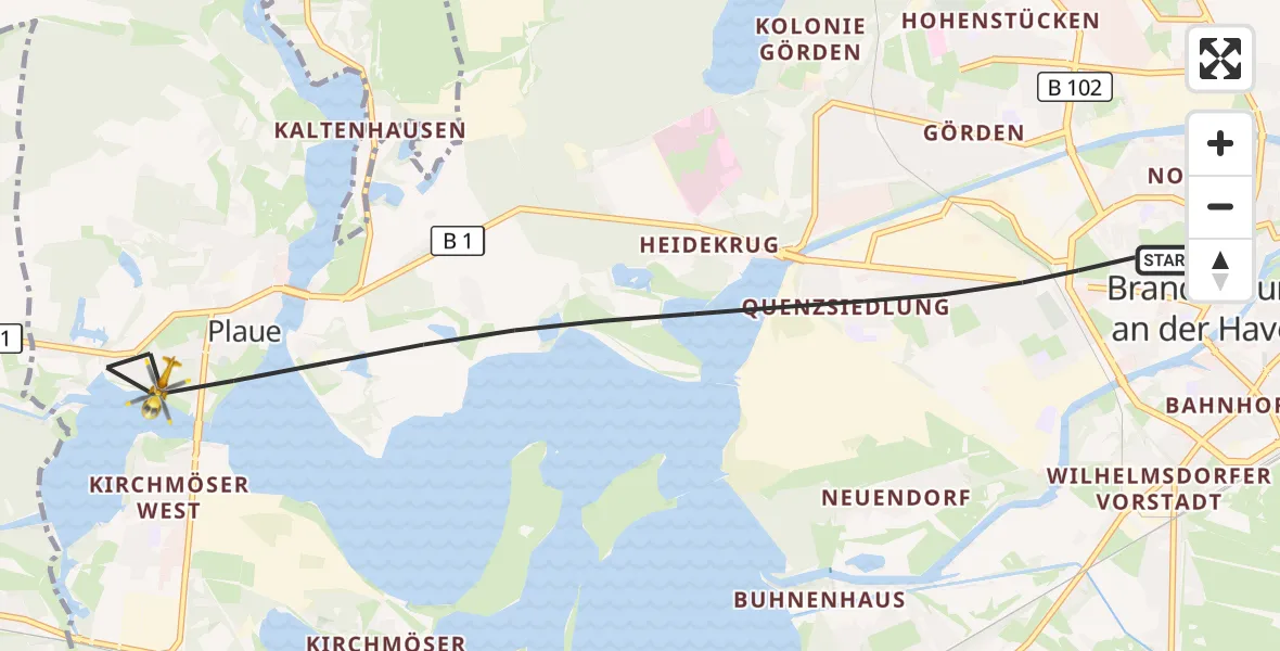Flugroute Rettungshubschrauber Brandenburg an der Havel - Brandenburg an der Havel, 17 Juli 2026, 06:20