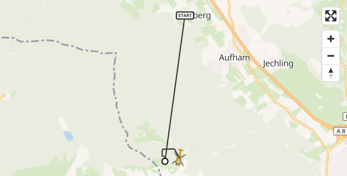 Flugroute Rettungshubschrauber Anger - Piding, 17 Juli 2026, 07:24