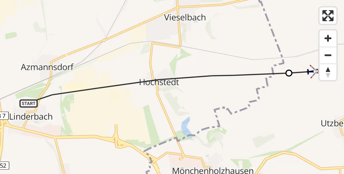 Flugroute Polizeihubschrauber Erfurt - Grammetal, 17 Juli 2026, 07:46