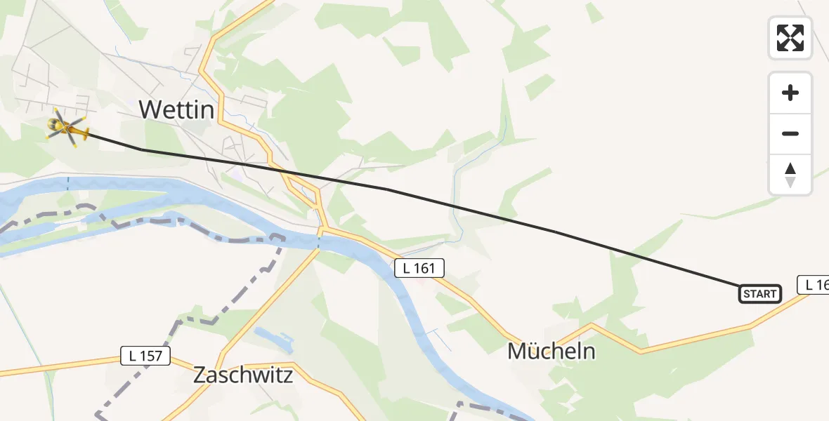 Flugroute Rettungshubschrauber Wettin-Löbejün - Wettin-Löbejün, 17 Juli 2026, 08:16