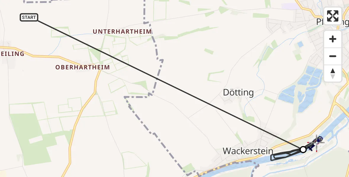Flugroute Polizeihubschrauber Vohburg a.d.Donau - Pförring, 17 Juli 2026, 08:20