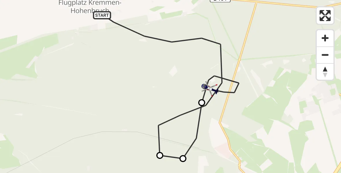 Flugroute Polizeihubschrauber Kremmen - Kremmen, 17 Juli 2026, 08:38