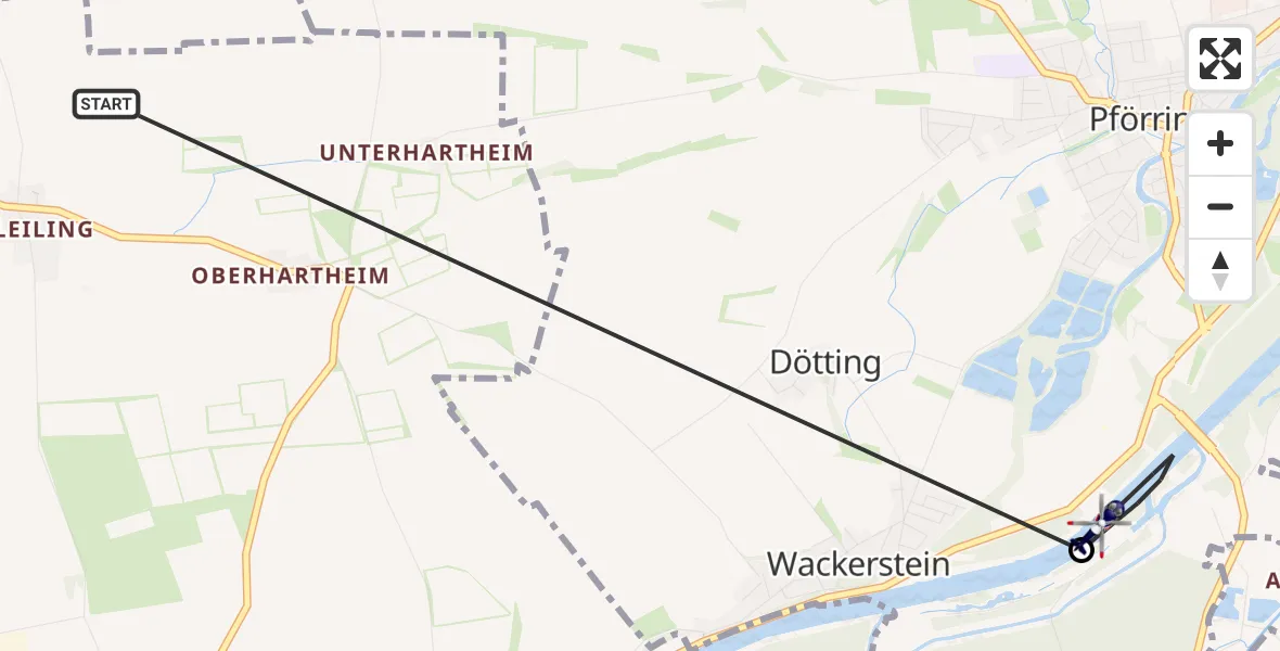 Flugroute Polizeihubschrauber Vohburg a.d.Donau - Pförring, 17 Juli 2026, 08:40
