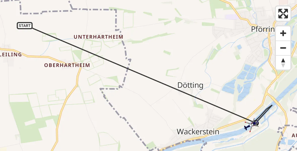 Flugroute Polizeihubschrauber Vohburg a.d.Donau - Pförring, 17 Juli 2026, 08:51