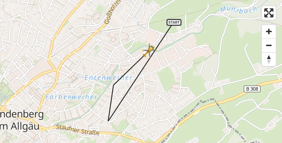 Flugroute Rettungshubschrauber Lindenberg i.Allgäu - Lindenberg i.Allgäu, 17 Juli 2026, 08:51