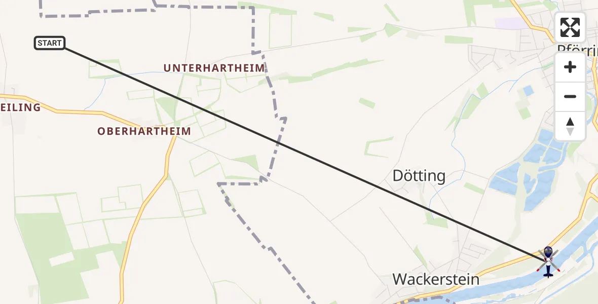 Flugroute Polizeihubschrauber Vohburg a.d.Donau - Pförring, 17 Juli 2026, 08:53
