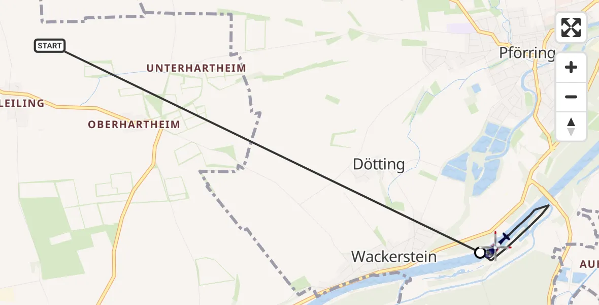 Flugroute Polizeihubschrauber Vohburg a.d.Donau - Pförring, 17 Juli 2026, 09:03