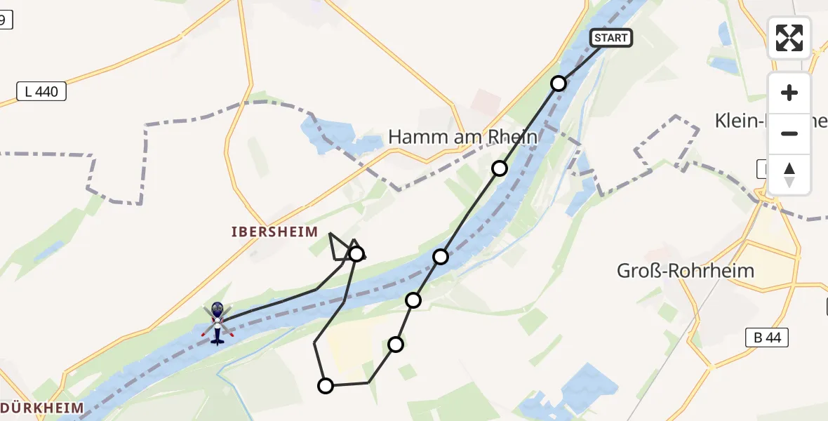 Flugroute Polizeihubschrauber Gernsheim - Worms, 17 Juli 2026, 09:09
