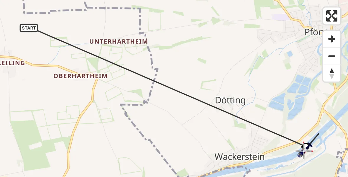 Flugroute Polizeihubschrauber Vohburg a.d.Donau - Pförring, 17 Juli 2026, 09:14