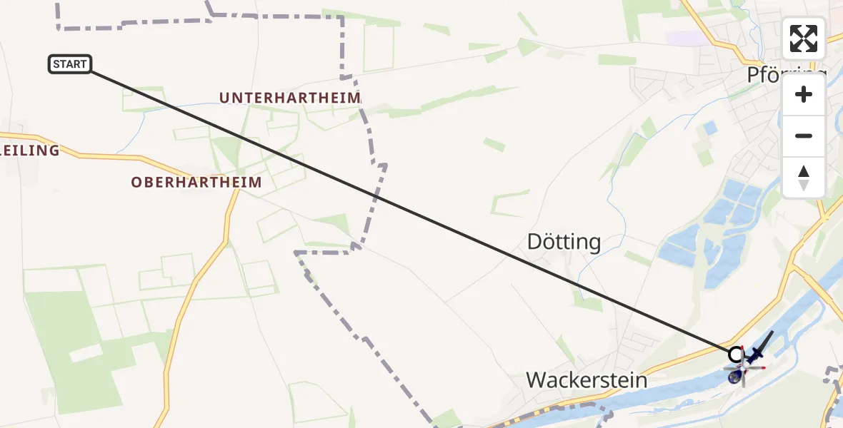 Flugroute Polizeihubschrauber Vohburg a.d.Donau - Pförring, 17 Juli 2026, 09:21