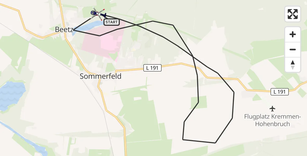 Flugroute Polizeihubschrauber Kremmen - Kremmen, 17 Juli 2026, 09:23
