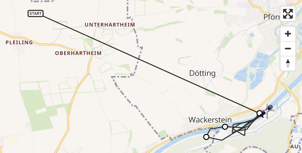 Flugroute Polizeihubschrauber Vohburg a.d.Donau - Pförring, 17 Juli 2026, 09:36