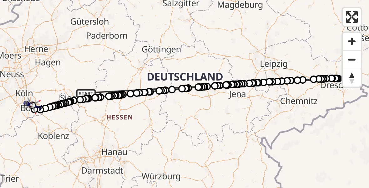 Flugroute Polizeihubschrauber Bad Laasphe - Sankt Augustin, 17 Juli 2026, 09:43