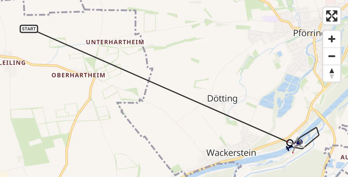 Flugroute Polizeihubschrauber Vohburg a.d.Donau - Pförring, 17 Juli 2026, 09:52