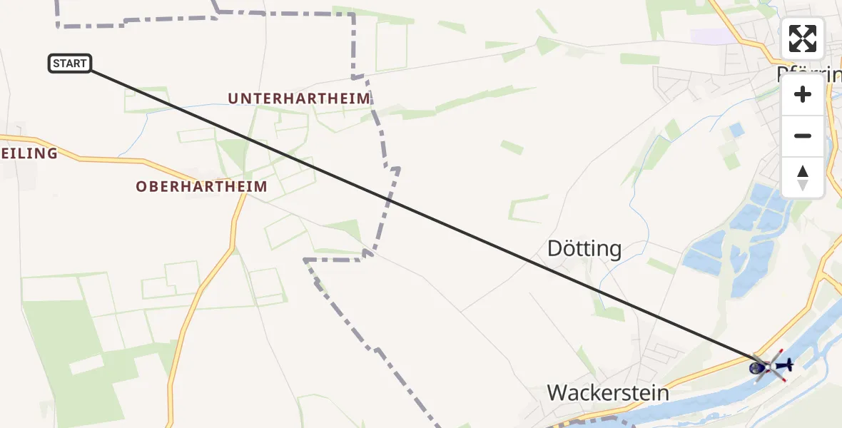 Flugroute Polizeihubschrauber Vohburg a.d.Donau - Pförring, 17 Juli 2026, 09:57