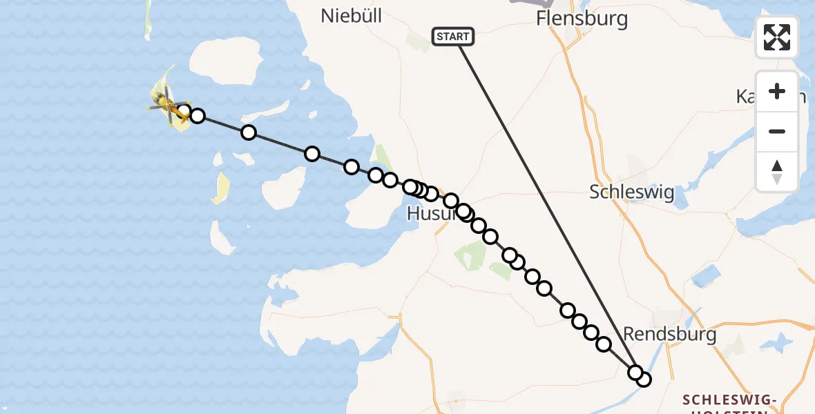 Flugroute Ambulanzhubschrauber Hörup - Nebel, 17 Juli 2026, 10:09