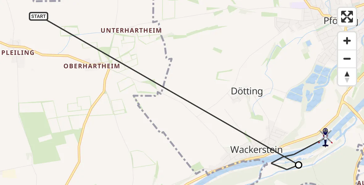 Flugroute Polizeihubschrauber Vohburg a.d.Donau - Pförring, 17 Juli 2026, 10:15