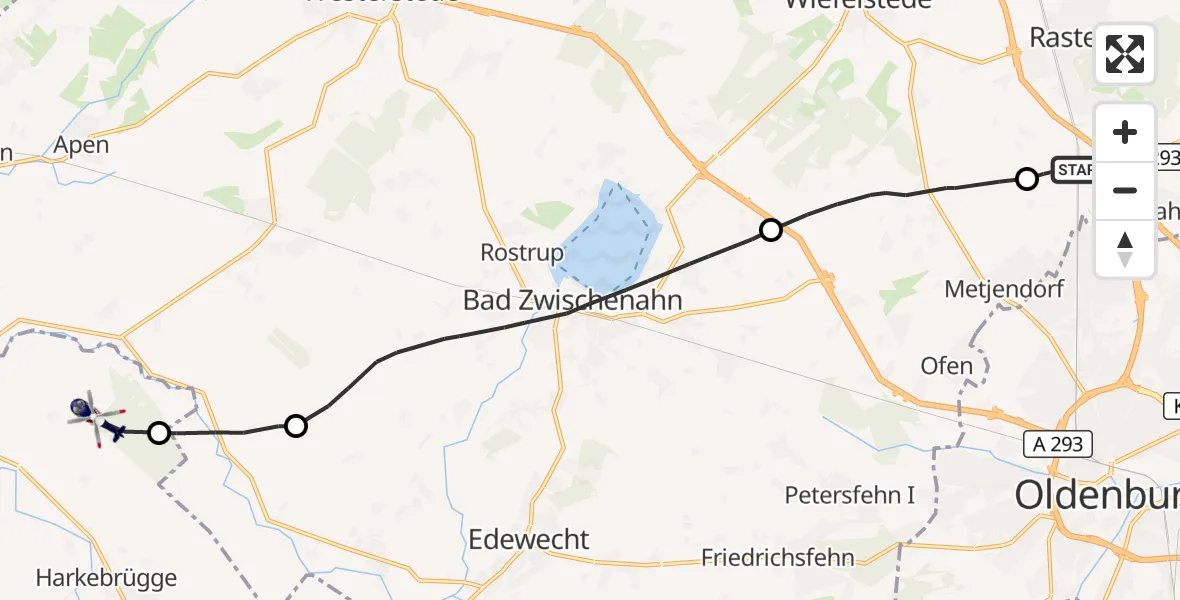 Flugroute Polizeihubschrauber Rastede - Barßel, 17 Juli 2026, 10:34